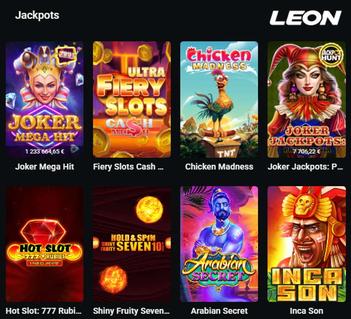 Jackpots at leon online casino